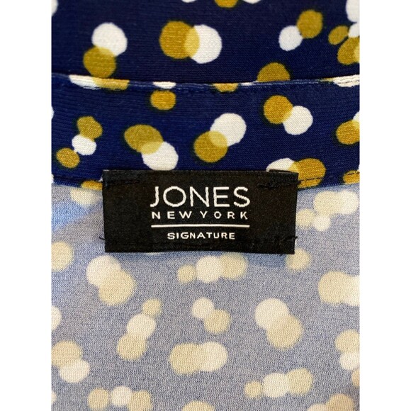 Jones New York Blouse Size ? 1X or 2X + Stretch Navy Polka Dot Sleeveless Collar - Picture 8 of 11